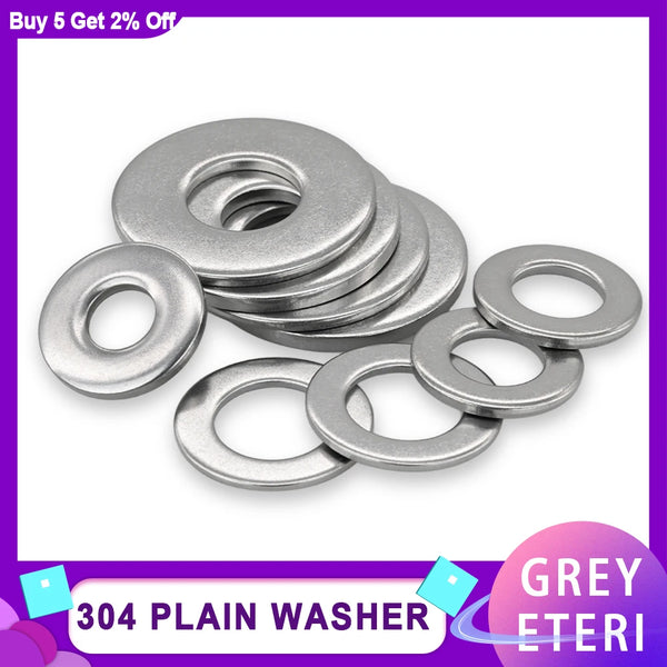 M1.6-M42 304 Stainless Steel Large Size Oversize Big Wider Flat Washer Plain Gasket Metal Meson Adjusting Shim Washers Spacer