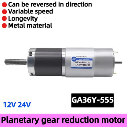 12V 24V planetary gear high-torque M6M8 threaded shaft GA36Y-555 miniature DC speed reducer motor