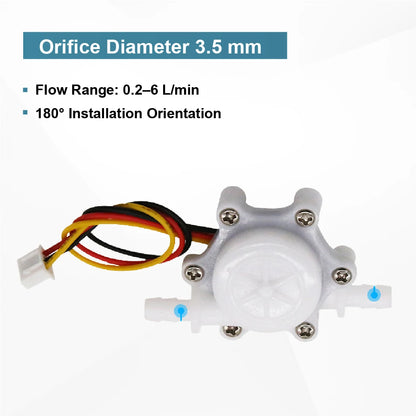 Hall Pulse Water Flow Sensor DC3.5-24V Low Flow Meter 7mm Hose 0.1-6L Min Flowmeter for Water Purifier Coffee Machine