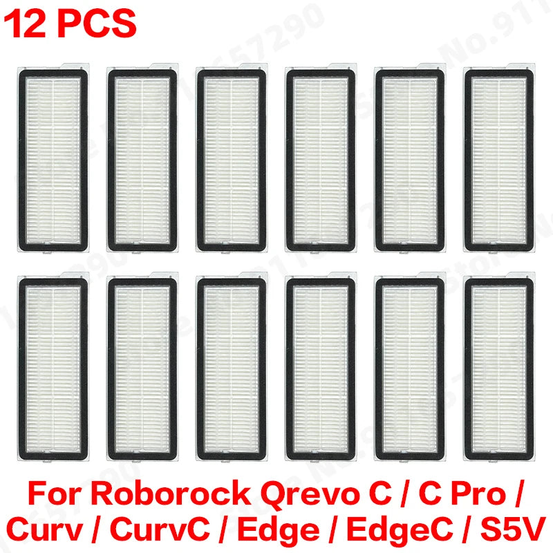 Compatible with Roborock Qrevo C/C Pro/Curv/CurvC/Edge/EdgeC/S5V Compatible Main Side Brush, Mop Cloth, Dust Bag & Filter Set
