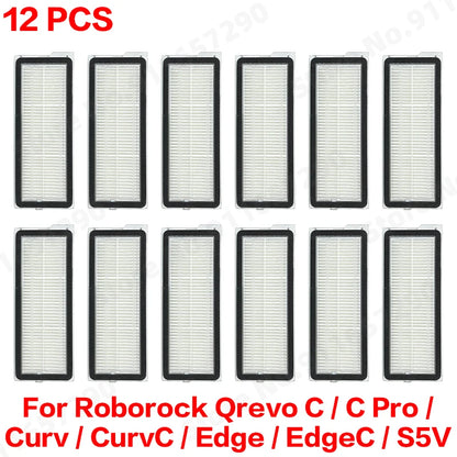 Compatible with Roborock Qrevo C/C Pro/Curv/CurvC/Edge/EdgeC/S5V Compatible Main Side Brush, Mop Cloth, Dust Bag & Filter Set