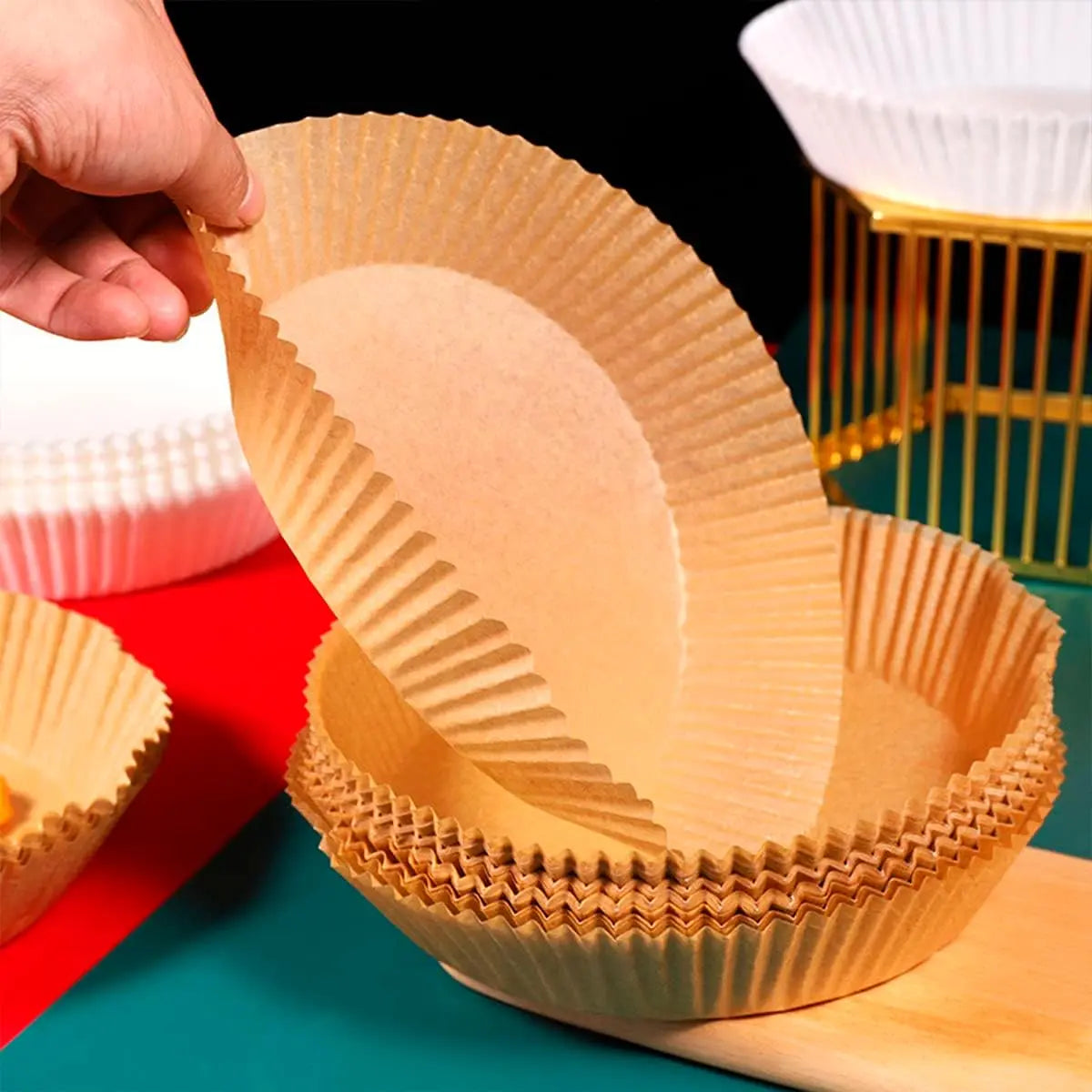 16/20/23cm Disposable Air Fryer Paper, Non-Stick Square/Round Baking Paper for Oven, Oil Absorbing Cooking Paper for BBQ Kitchen