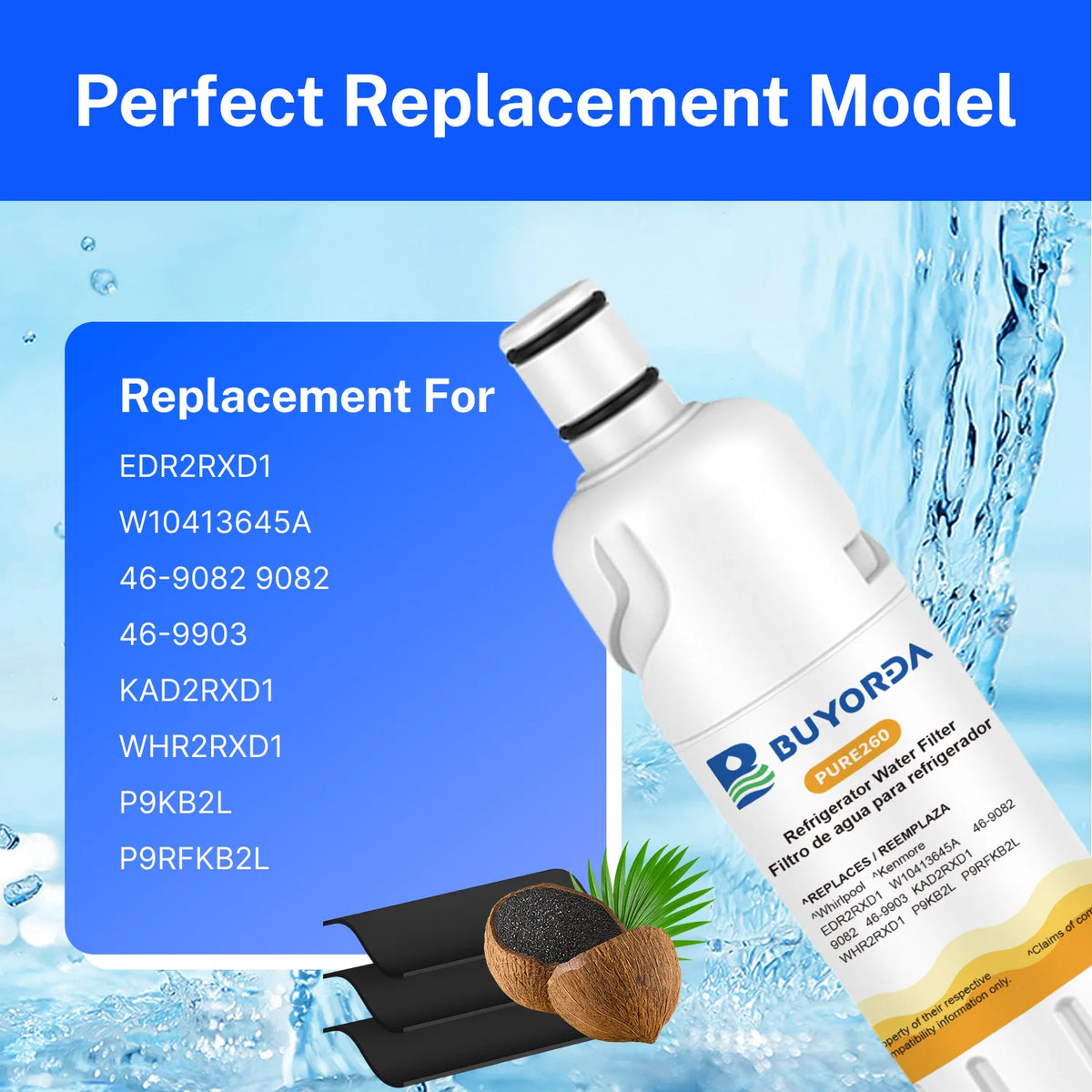 Replacement for Whirlpool EDR2RXD1 W10413645A W104136 Compatible with KAD2RXD1 WHR2RXD1 P9KB2L for Kenmore 46-9082 46-9903 3Pack