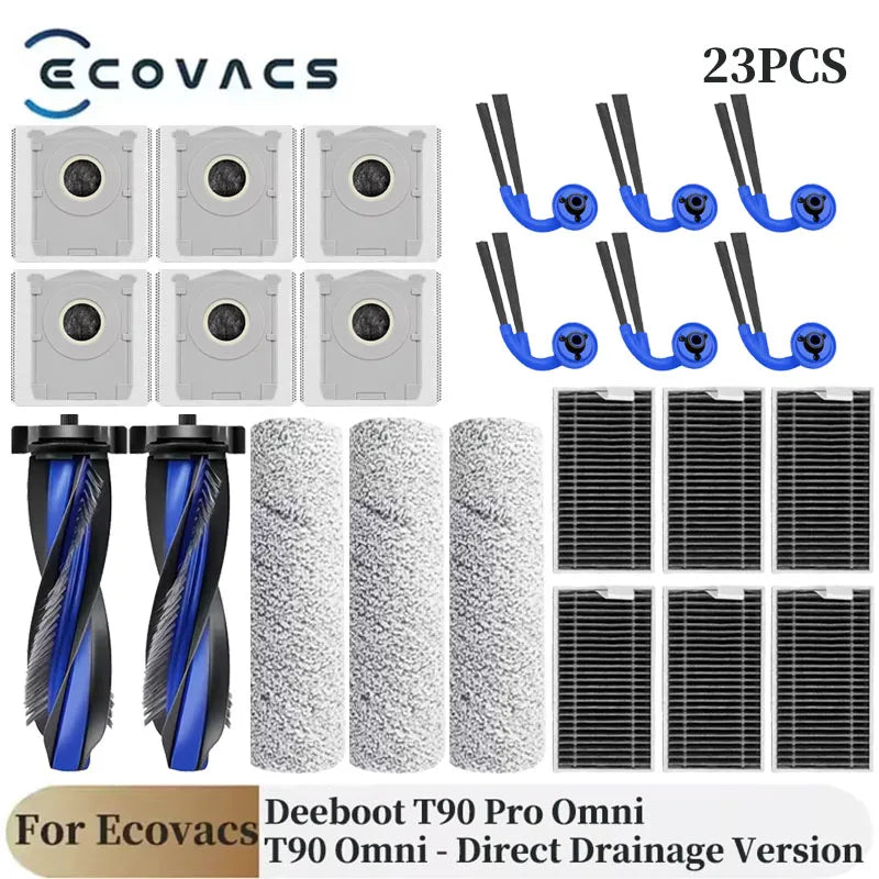 For Ecovacs Deebot T90 Pro Omni/T90 Omni Robot Vacuum Cleaner Parts Main Roller Side Brush Filter Mop Cloth Dust Bag Accessories