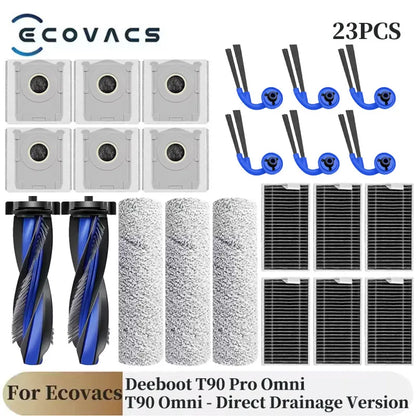 For Ecovacs Deebot T90 Pro Omni/T90 Omni Robot Vacuum Cleaner Parts Main Roller Side Brush Filter Mop Cloth Dust Bag Accessories
