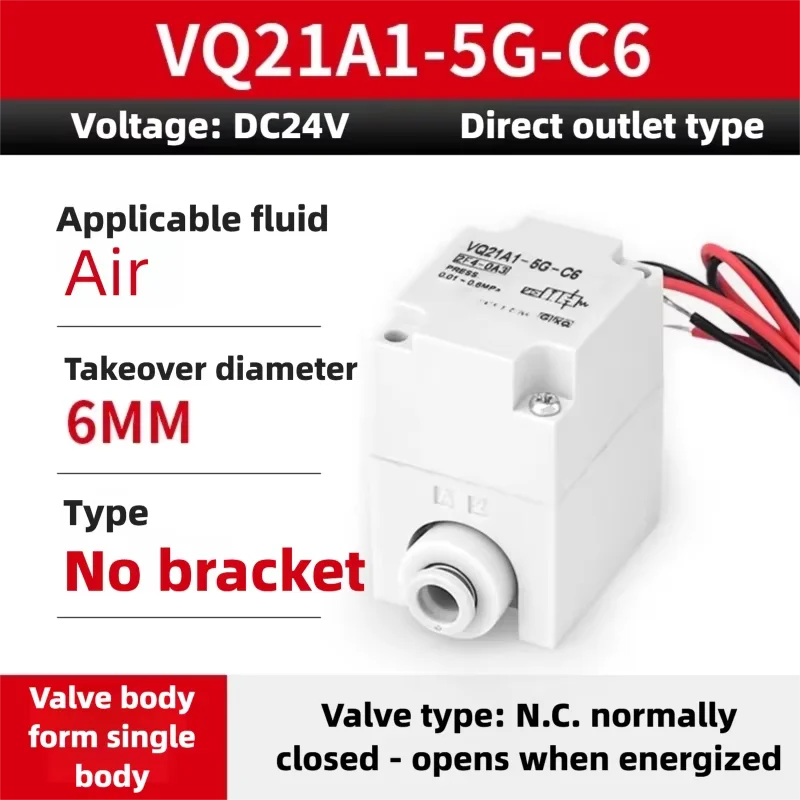 2 Way Plastic Pneumatic Solenoid Valve VQ21A1-5G/5GZ-C6/C8 2 Position 2 Port Air Control Valve