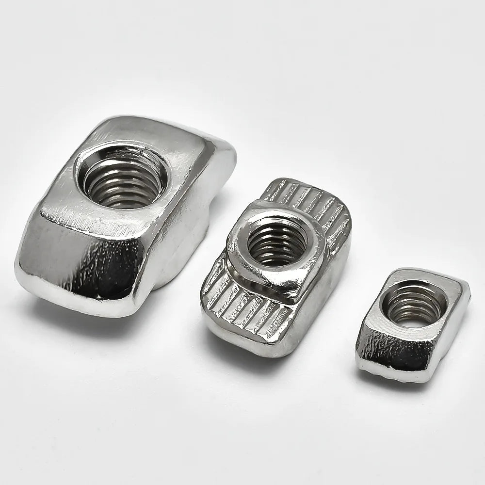 3/5/10pcs M3 M4 M5 Slot T-nut Sliding T Nut Hammer Drop In Nut Fasten Connector Extrusion Profile Nickel plated T-shaped nut