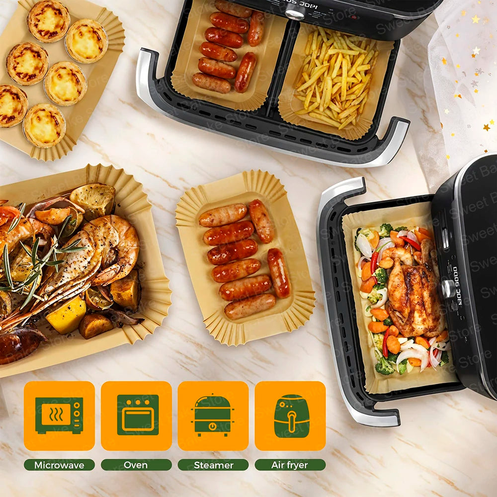 Air Fryer Disposable Liners 10.4L Dual Zone 5.2L Baking Paper for Ninja Foodi Flex AF500EU/AF500EUCP, Cosori 10L
