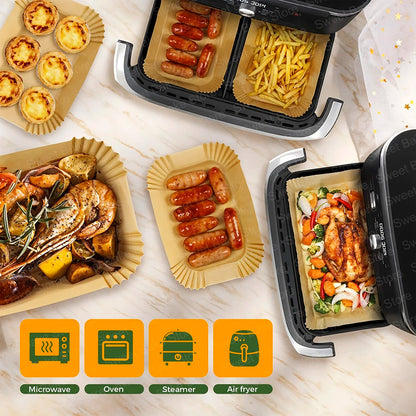 Air Fryer Disposable Liners 10.4L Dual Zone 5.2L Baking Paper for Ninja Foodi Flex AF500EU/AF500EUCP, Cosori 10L