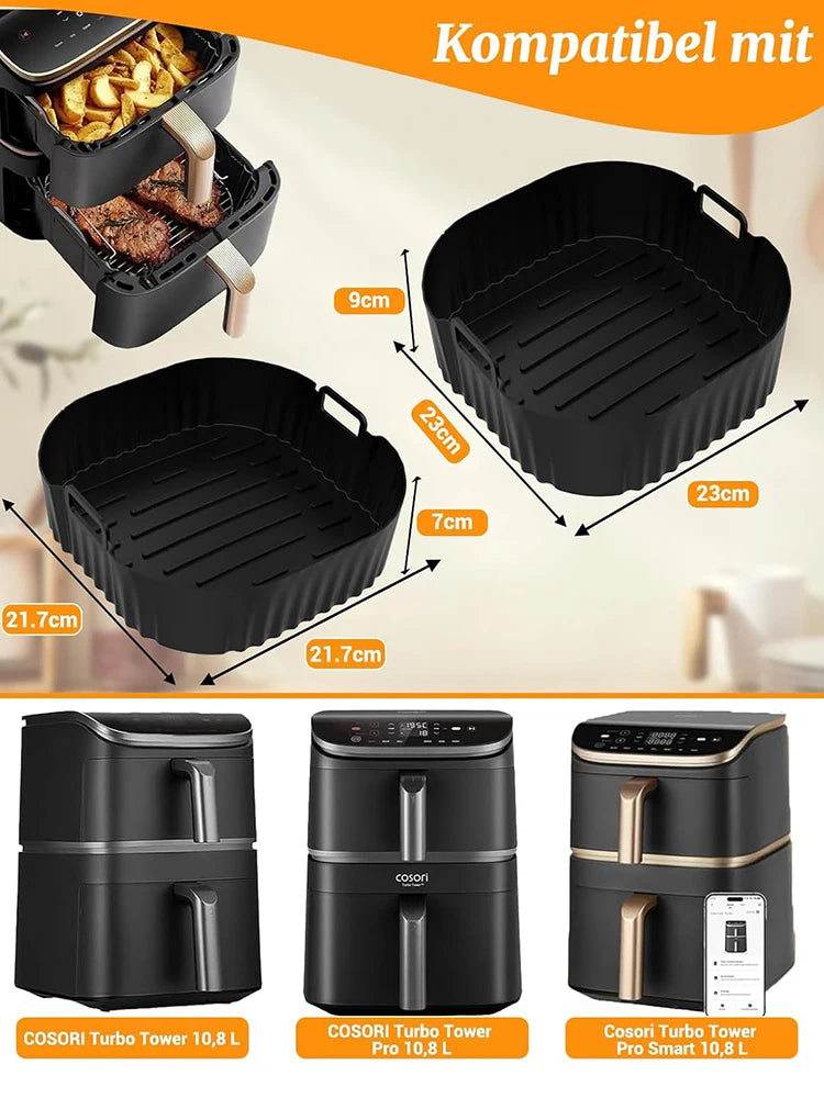 Hot Air Fryer Silicone Mould - Exclusive for Cosori Turbo Tower/Turbo Tower Pro/Smart 10.8L Double Stack Airfryer Baking Mold