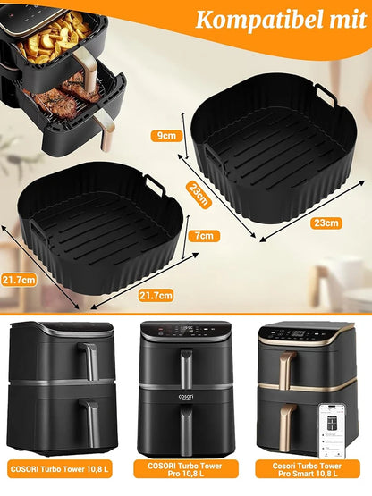 Hot Air Fryer Silicone Mould - Exclusive for Cosori Turbo Tower/Turbo Tower Pro/Smart 10.8L Double Stack Airfryer Baking Mold