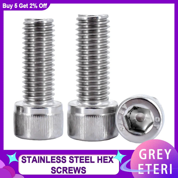 2-80pcs 304 Stainless Steel Hexagon Hex Socket Screw DIN912 M1.6 M2 M2.5 M3 M4 M5 M6 M8 Head Cap Allen Bolt Screw