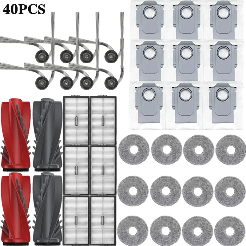 Compatible with Roborock Saros 10R / Saros 20 Robot Vacuum Spare Parts Main Side Brushes Mop Cloths HEPA Filters Dust Bags Accessories