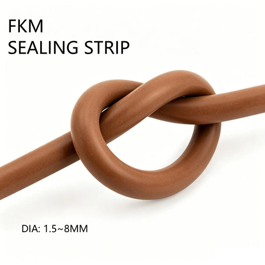 Brown FKM Round Rubber Strip Dia 1.5-8mm Oil Acid Alkali Resistant Seal Rings Rubber Seals Automotive Industrial Sealing