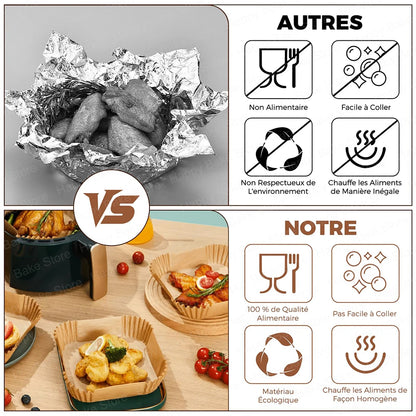 16/20CM Square Air Fryer Disposable Non-stick Parchment Paper Baking Liner Compatible with Cosori Philips Cecotec Oil-Free Fryer