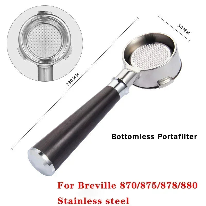 54mm Stainless Steel Double Mouth Portafilter for Breville Sage870/875/878/880 Bottomless Coffee Filter Handle Modification Tool
