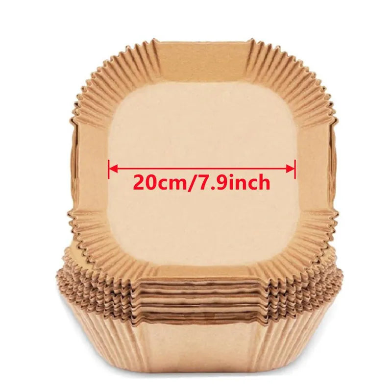 50-100pcs 6.3-9in Air fryer Baking Paper for Barbecue Plate Square Round Oven Pan Pad AirFryer Oil-Proof Disposable Paper Liner