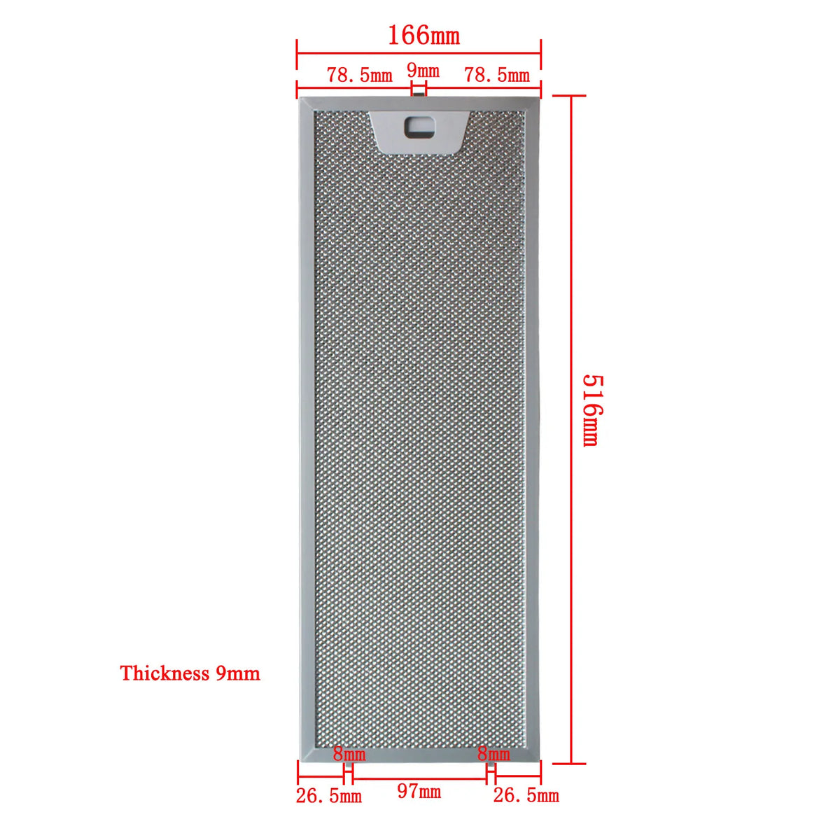 00660222 00660223 Cooker Hood Filter Set 516x166/516x186mm Kitchen Extractor Range Hood Grease Filter Aluminium 1pcs