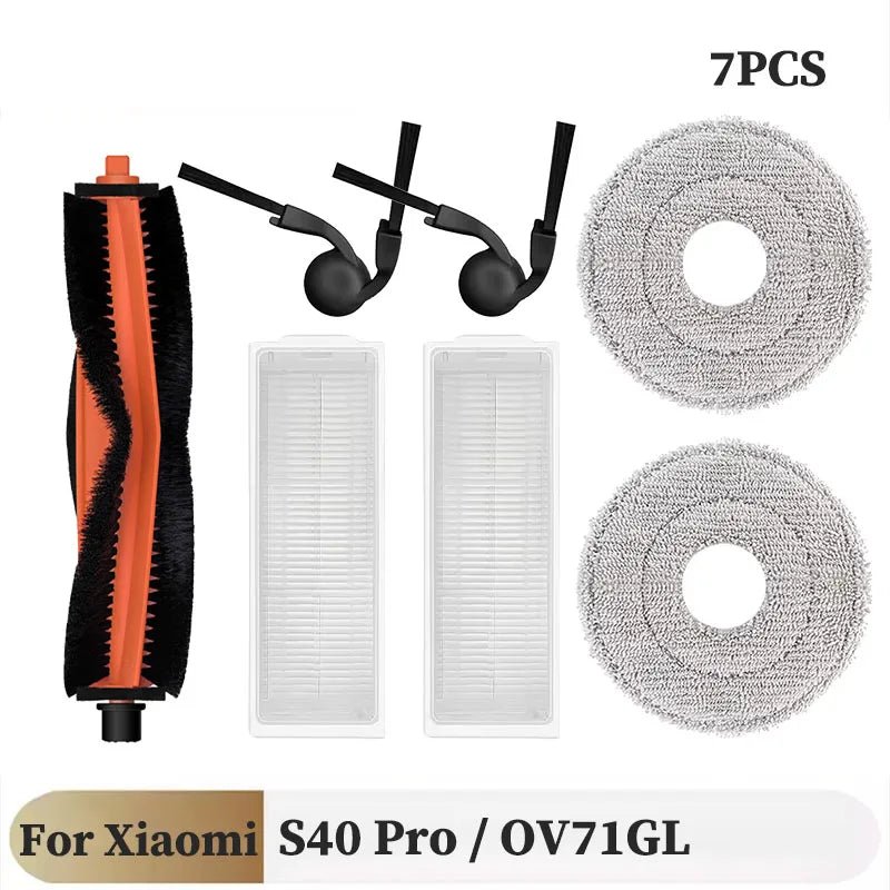 Compatible with Xiaomi S40 Pro / OV71GL Robot Vacuum Replacement Parts Main Side Brush HEPA Filter Mop Cloth Accessories