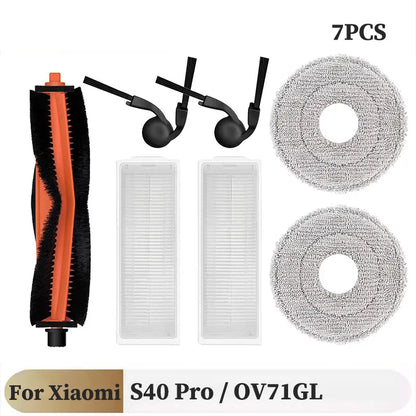 Compatible with Xiaomi S40 Pro / OV71GL Robot Vacuum Replacement Parts Main Side Brush HEPA Filter Mop Cloth Accessories