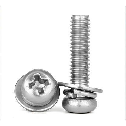 M2 M2.5 M3 M4 M5 M6M8 316 Stainless Steel Cross Round Head Three Combination Screws Optional Corrosion-Resistant Hardware Screws