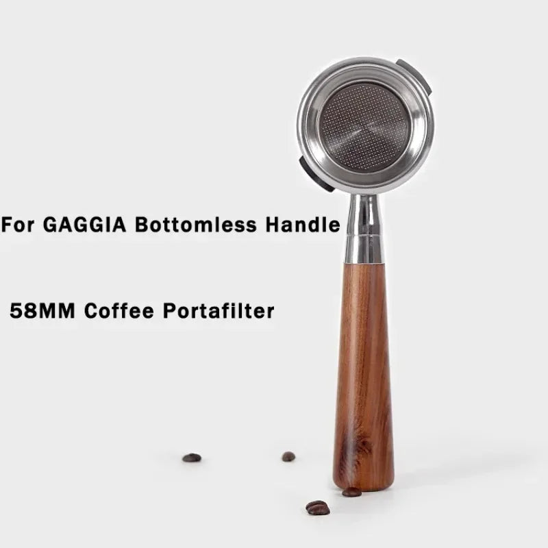 58mm Filter for GAGGIA Coffee Machine Bottomless Coffee Portafilter Home Espresso Solid Wood Handle Barista Tool