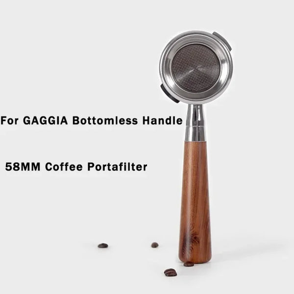 58mm Filter for GAGGIA Coffee Machine Bottomless Coffee Portafilter Home Espresso Solid Wood Handle Barista Tool