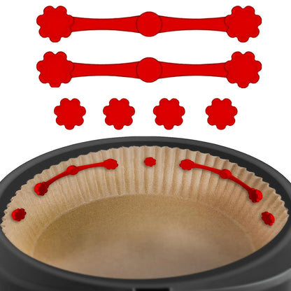 1/2Set Air Fryer Magnet Silicone Buckle for Holding Down Air Fryer Parchment Paper Lock Disposable Liners Prevent Paper to Burn