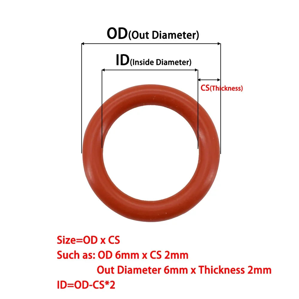 CS1.5 CS2 Red Silicon Oring Coffee Machine Sealing Gasket Rubble O Ring Seal Washers High Temperature Spacers