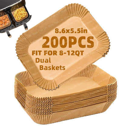 Air Fryer Paper Liner Disposable for Ninja Dual Zone Airfryer Rectangle Parchment Paper For Ninja DZ201/DZ401 Baking Accessories