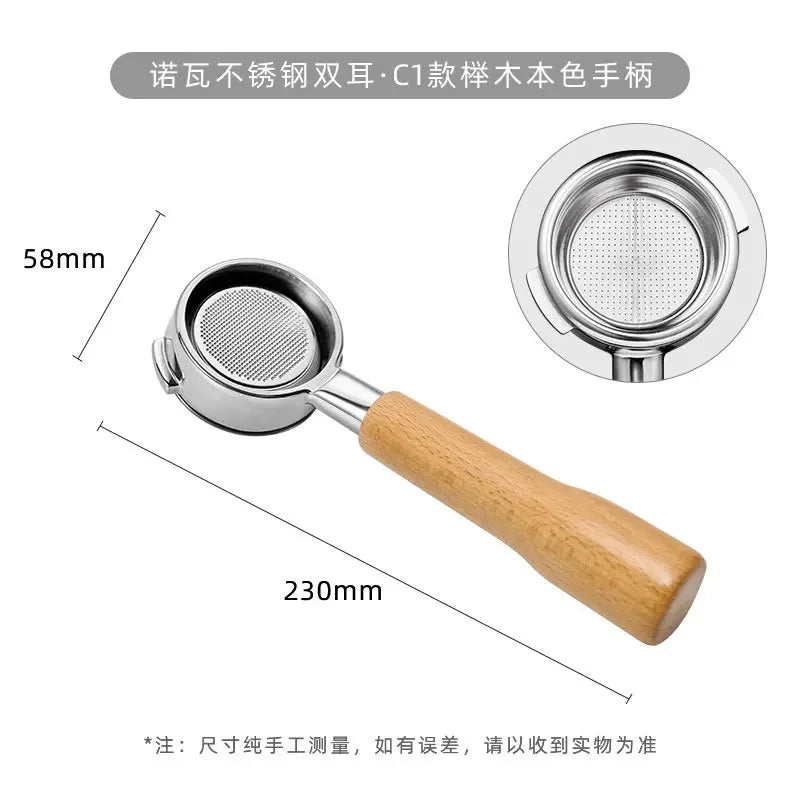 58mm 2-ear Bottomless Coffee Handle Filter for Nuova/Oscar 2/White Eagle/Black Eagle Stainless Steel Espresso Portafilter Tool