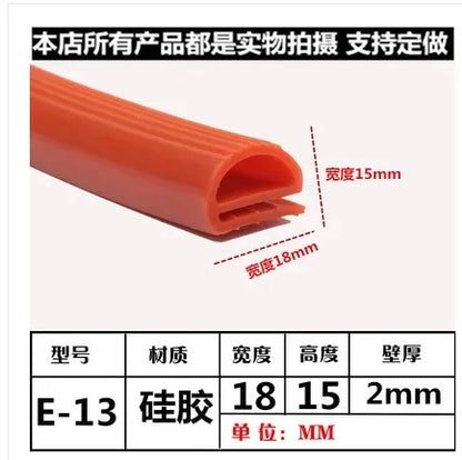 Silicone seal E Type Strip Red White E Shape Silicone Stirp Door Oven Freezer Door Oven Steaming