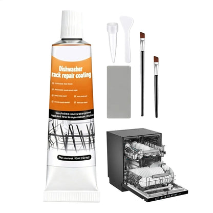 Dishwasher Rack Coating Repair Kit 50ml Long-Lasting Coating Gel with 2 Brushes Dishwasher Rack Repair Adhesive for Home Kitchen