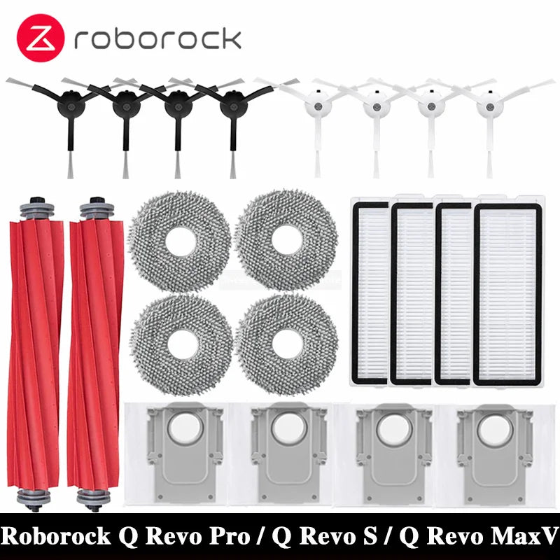 Compatible with Roborock Q Revo MaxV/Q Revo S/Q Revo Pro Robot Vacuums Cleaner Accessory Dust Bag Main Side Brush HEPA Filter Mop Cloths Spare