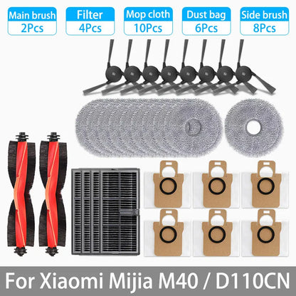 For XIAOMI MIJIA M40 D110CN OMNI Infinite Robot Replacement Parts Main Side Brush Hepa Filter Mop Cloth Dust Bag Accessories