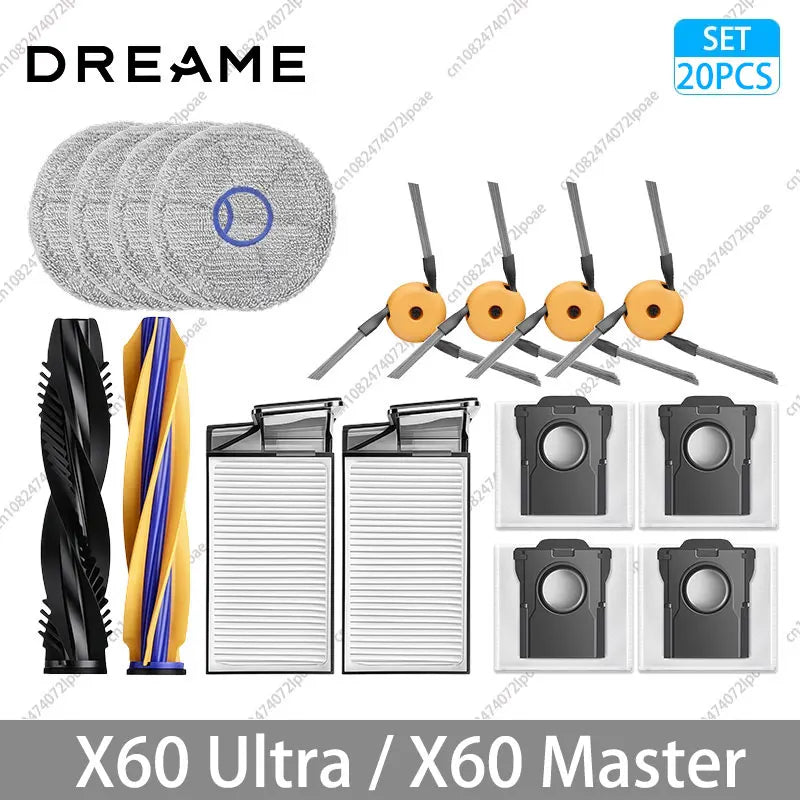 Dreame X60 Ultra / X60 Master Accessories Main Side Brush HEPA Filter Mop Cloths Dust Bag Vacuum Cleaner Replacement Spare Parts