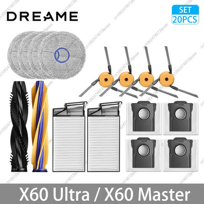 Dreame X60 Ultra / X60 Master Accessories Main Side Brush HEPA Filter Mop Cloths Dust Bag Vacuum Cleaner Replacement Spare Parts