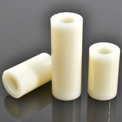 M3-M12 Round ABS Insulation Spacers Hollow Non Thread Standoff Rack Washer TV Install Plastic Column Pillars Beige 80-1000pcs