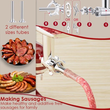 Metal Food Grinder Attachments for All KitchenAid Stand Mixers, Meat Grinder, Sausage Stuffer, (Kitchenaid Mixer Not Included )
