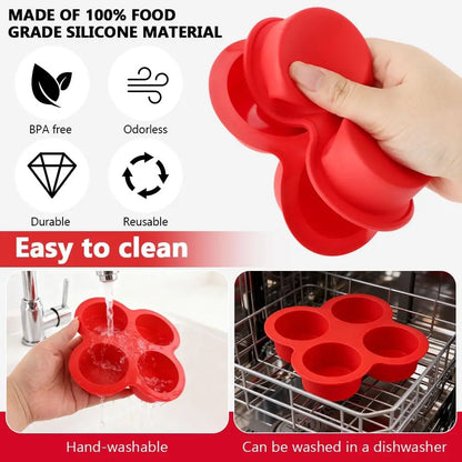 Air Fryer Egg Mold Round Shape Eggs Mold 4 Cavity Non-Stick Silicone Air Fryer Egg Pan Egg Steamer Cooking Mold Fried Egg Tool