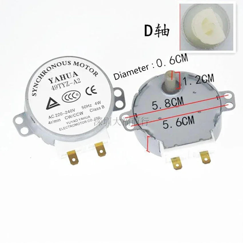 1Pc x Microwave Motor CW/CCW 4 W 50/60 Hz 5/6 RPM AC 220-240V Rotary Table Synchronous 49TYZ-A2