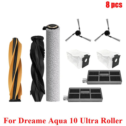 Acccessories Compatible with (Dreame Aqua 10 Ultra Roller) Vacuum Parts Main Roller Brush Side Brush Cleaner Filter Dust Bag Roller Mops
