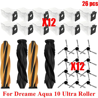 Acccessories Compatible with (Dreame Aqua 10 Ultra Roller) Vacuum Parts Main Roller Brush Side Brush Cleaner Filter Dust Bag Roller Mops