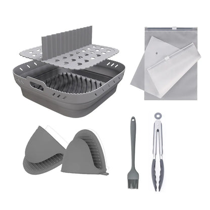Square Air Fryer Silicone Basket Pot Reusable Foldable AirFryer Mold Liners Bpa Free Oven Baking Tray Mat Kitchen Accessories