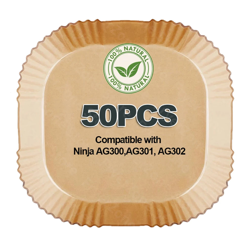 Disposable Air Fryer Parchment Liner for Ninja AG301 Grill/AF141 Pro 4-in-1, Square Air Fryer Sheet for 5-8 Qt Ninja Foodi Grill