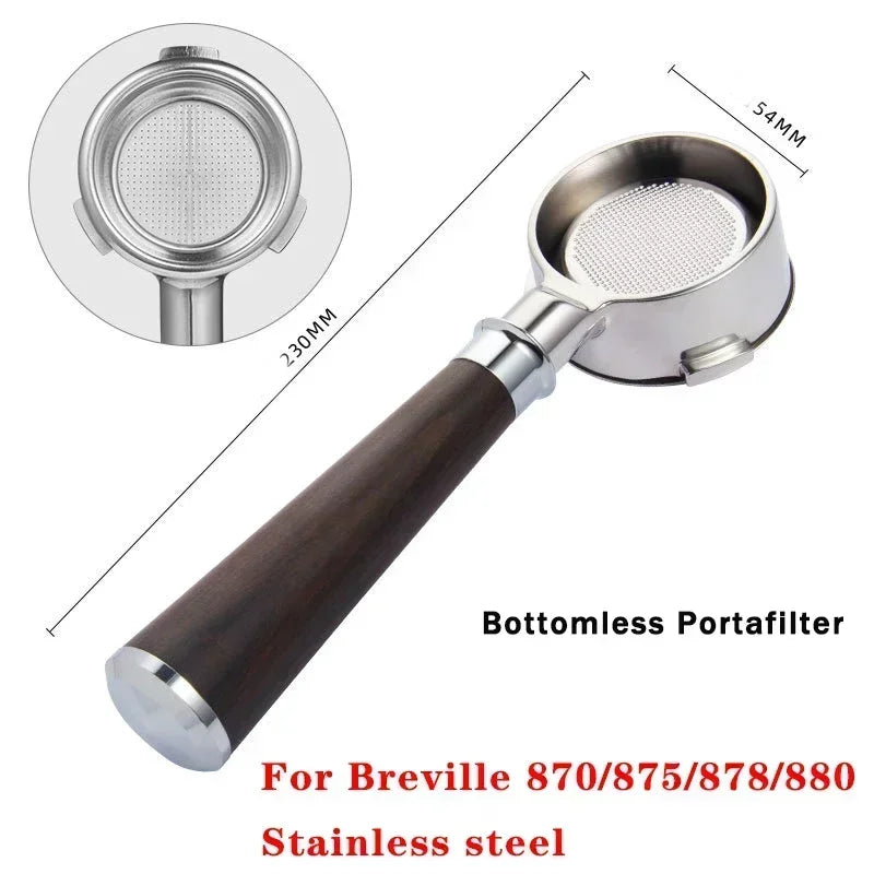 54mm Stainless Steel Double Mouth Portafilter for Breville Sage870/875/878/880 Bottomless Coffee Filter Handle Modification Tool