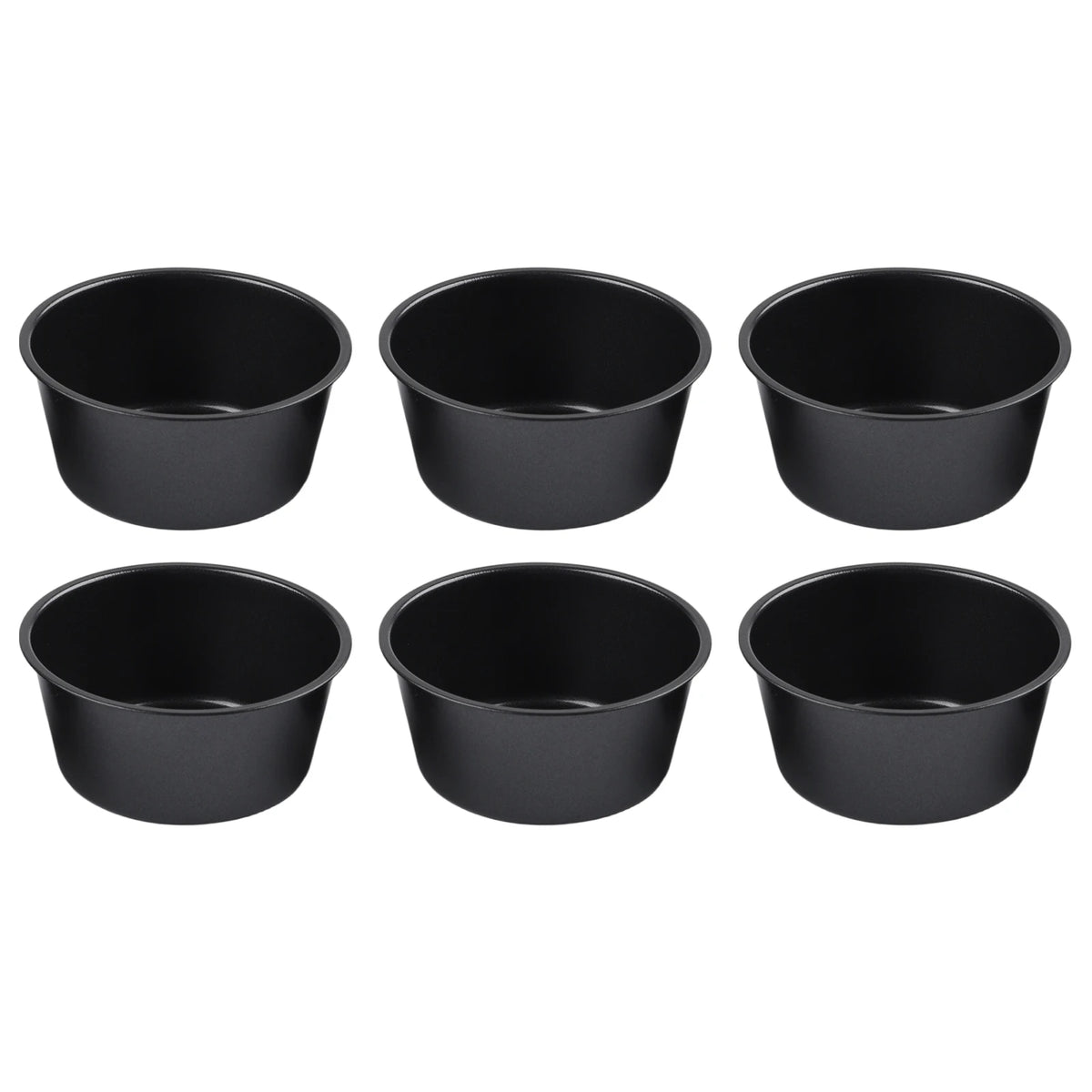 6-Pack Carbon Steel Muffin Pan Non-Stick Round Egg Tart Molds For Air Fryer And Oven 100ml/200ml Cake Baking Cups
