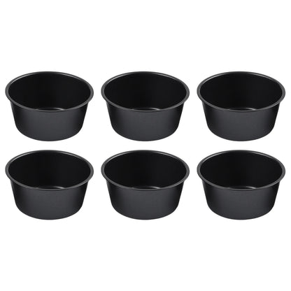 6-Pack Carbon Steel Muffin Pan Non-Stick Round Egg Tart Molds For Air Fryer And Oven 100ml/200ml Cake Baking Cups