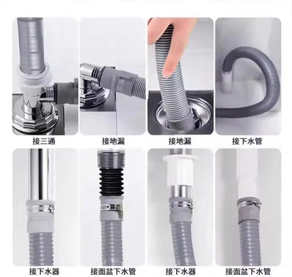 1pc 60/80/100/150/200/300/500cm Washing Machine Extension Drain Hose Trimmable Drainage Pipe Plastic Stretchable Flexible Hose