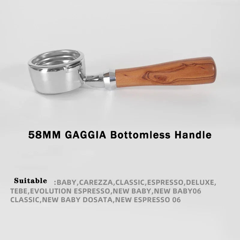 58mm Filter for GAGGIA Coffee Machine Bottomless Coffee Portafilter Home Espresso Solid Wood Handle Barista Tool